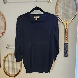 Banana Republic Classic Black Silk V-Neck Sweater